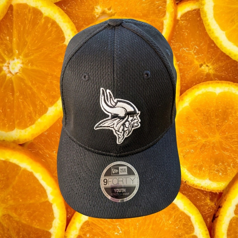 New‎ Era 9FORTY Minnesota Vikings Youth Stretch-Snap Hat Black NFL Cap